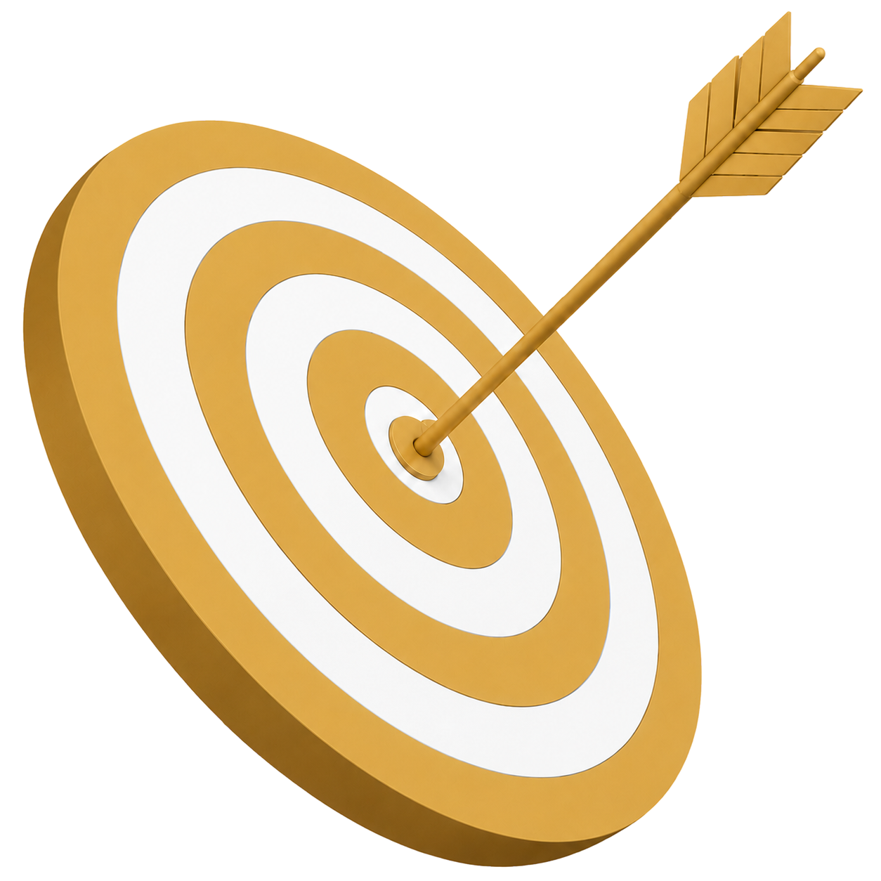 Gold target with an arrow in the bullseye